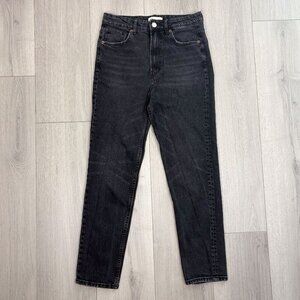 ZARA Womens High Waist Skinny Jeans Faded Black Size 6